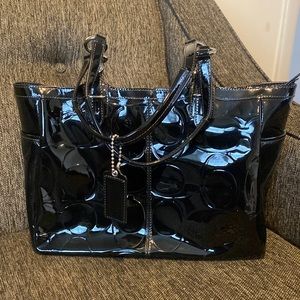Black pleather Coach purse